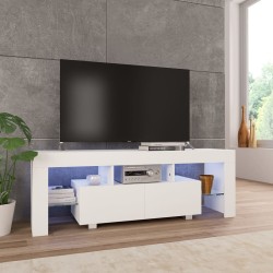 vidaXL Mobile Porta TV con Luci LED Bianco Lucido 130x35x45 cm