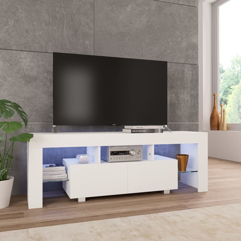 vidaXL Mobile Porta TV con Luci LED Bianco Lucido 130x35x45 cm vidaXL Mobile Porta TV con Luci LED Bianco Lucido 130x35x45 cm