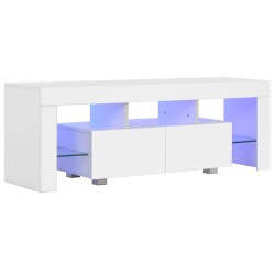 vidaXL Mobile Porta TV con Luci LED Bianco Lucido 130x35x45 cm