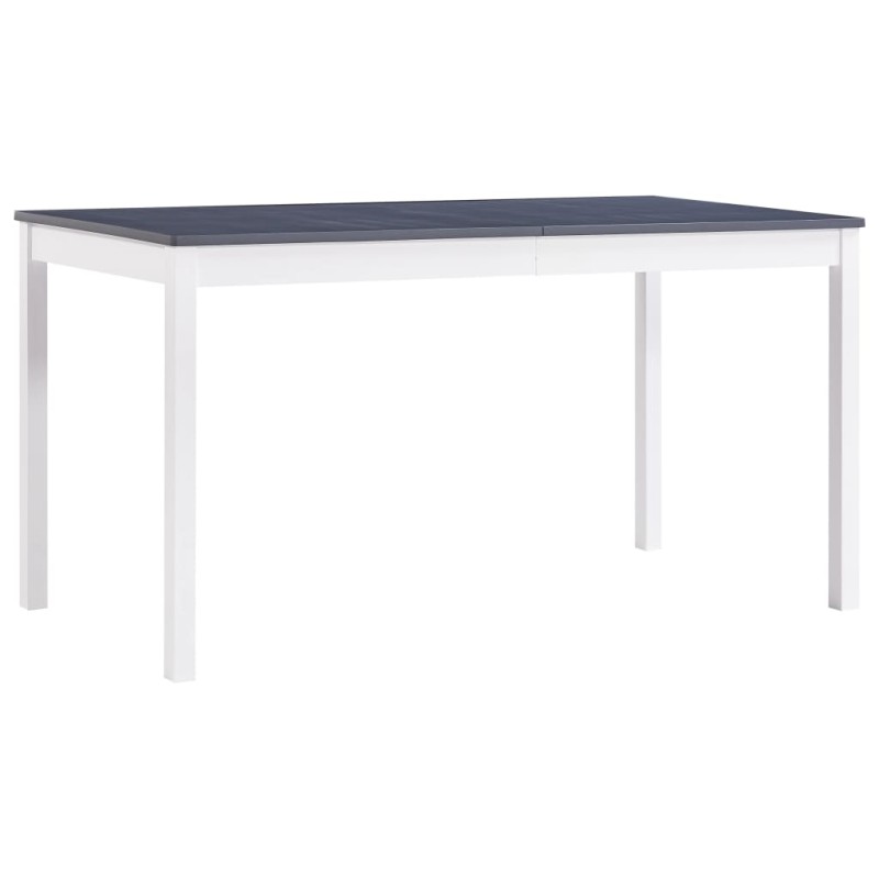 vidaXL Tavolo da Pranzo Bianco e Grigio 140x70x73 cm in Legno di Pino vidaXL Tavolo da Pranzo Bianco e Grigio 140x70x73 cm in Legno di Pino