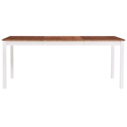 vidaXL Tavolo da Pranzo Bianco e Marrone 180x90x73 cm in Legno di Pino