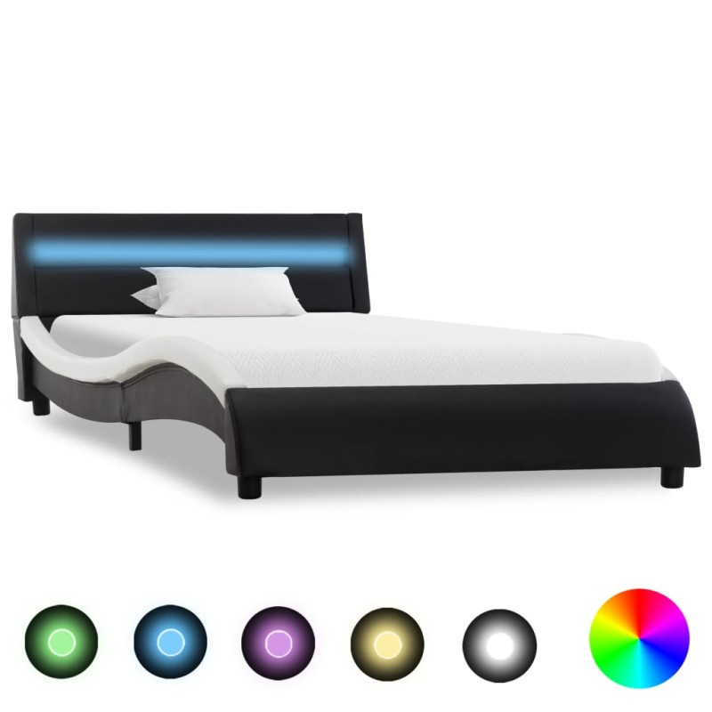 vidaXL Giroletto con LED Nero e Bianco in Similpelle 100x200 cm vidaXL Giroletto con LED Nero e Bianco in Similpelle 100x200 cm