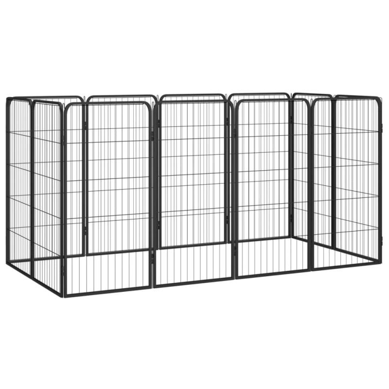 Box Cani 12 Pannelli Nero 50x100 cm Acciaio Verniciato Polvere Box Cani 12 Pannelli Nero 50x100 cm Acciaio Verniciato Polvere