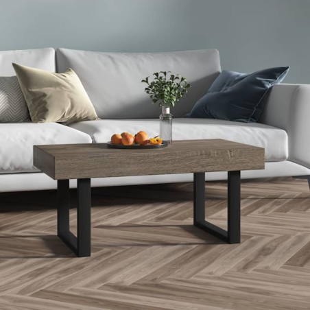 vidaXL Tavolino da Salotto Grigio e Nero 90x45x40 cm in MDF e Ferro