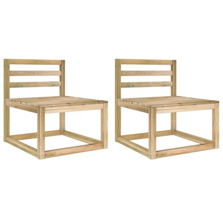 Divani Centrali Pallet da Giardino 2 pz Verde Pino Impregnato