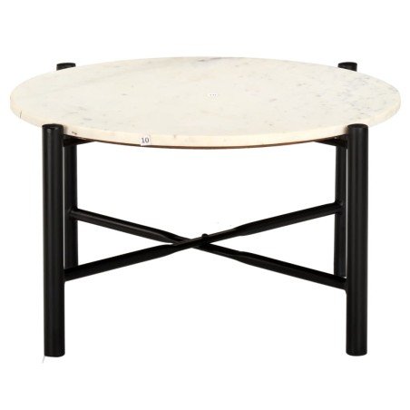 vidaXL Tavolino da Caffè Bianco 60x60x35 cm Pietra Vera Testura Marmo