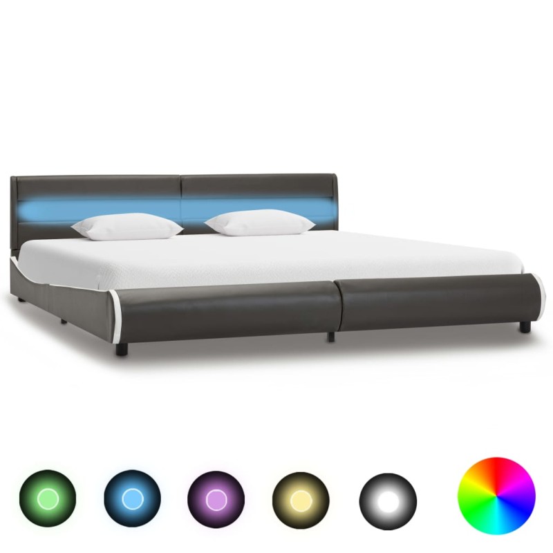 vidaXL Giroletto con LED Antracite in Similpelle 180x200 cm 