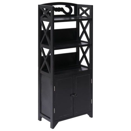 vidaXL Armadietto da Bagno Nero 46x24x116 cm Legno di Paulownia