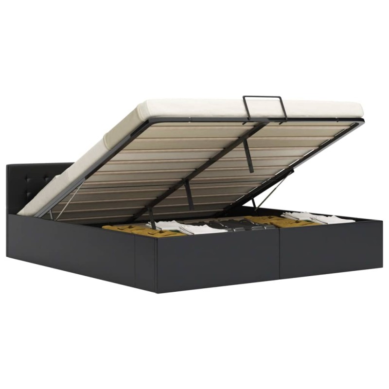 vidaXL Giroletto con Contenitore Idraulico Nero Similpelle 180x200cm vidaXL Giroletto con Contenitore Idraulico Nero Similpelle 180x200cm