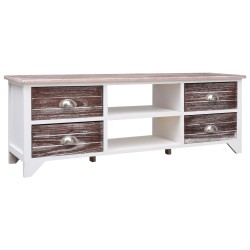 vidaXL Mobile Porta TV Bianco e Marrone 115x30x40cm Legno di Paulownia