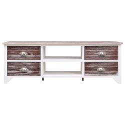 vidaXL Mobile Porta TV Bianco e Marrone 115x30x40cm Legno di Paulownia