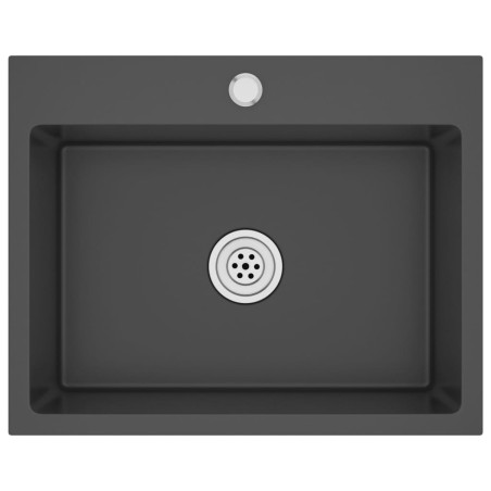 Lavello da Cucina Lavorato a Mano Nero Acciaio Inox