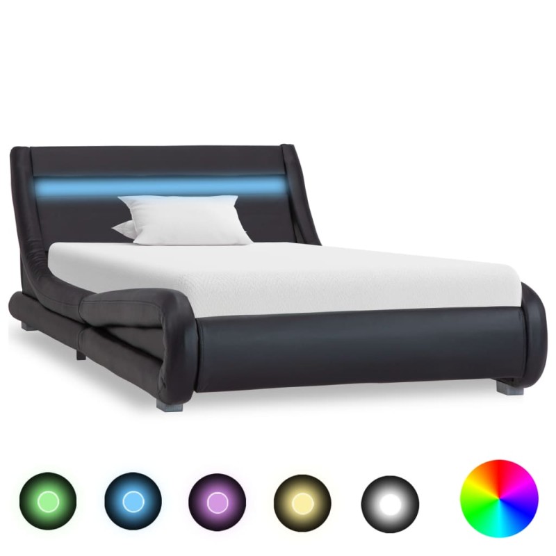 vidaXL Giroletto con LED Nero in Similpelle 100x200 cm 