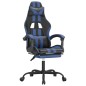 Sedia da Gaming Girevole con Poggiapiedi Nero e Blu Similpelle Sedia da Gaming Girevole con Poggiapiedi Nero e Blu Similpelle