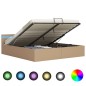 vidaXL Giroletto Idraulico con LED Cappuccino Similpelle 180x200cm vidaXL Giroletto Idraulico con LED Cappuccino Similpelle 180x200cm