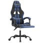 Sedia da Gaming Girevole con Poggiapiedi Nero e Blu Similpelle Sedia da Gaming Girevole con Poggiapiedi Nero e Blu Similpelle