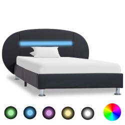 vidaXL Giroletto con LED senza Materasso Nero in Similpelle 90x200 cm