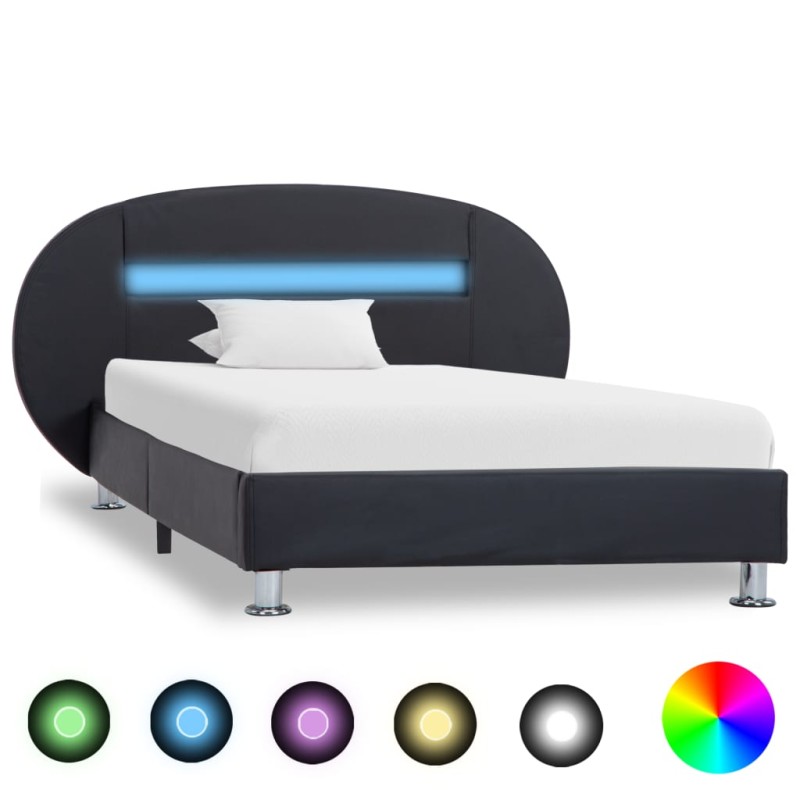 vidaXL Giroletto con LED senza Materasso Nero in Similpelle 90x200 cm vidaXL Giroletto con LED senza Materasso Nero in Similpelle 90x200 cm