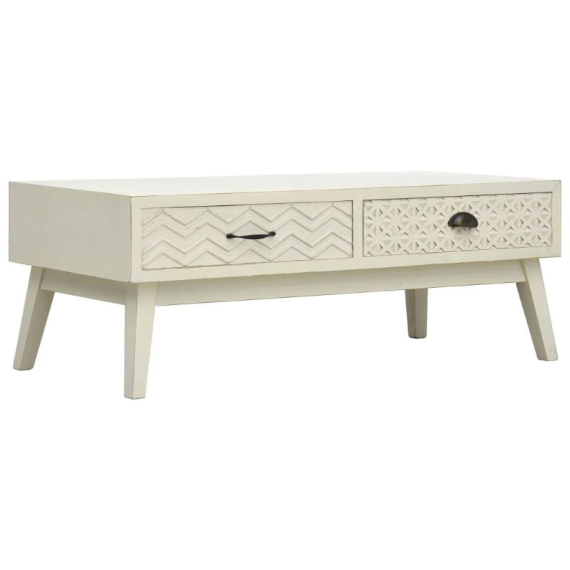 vidaXL Tavolino Caffè 2 Cassetti Intagliati Grigio 110x50x40cm Legno vidaXL Tavolino Caffè 2 Cassetti Intagliati Grigio 110x50x40cm Legno