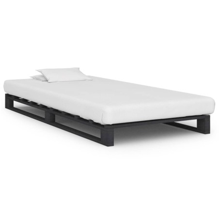 vidaXL Giroletto in Pallet Grigio Legno Massello di Pino 90x200 cm