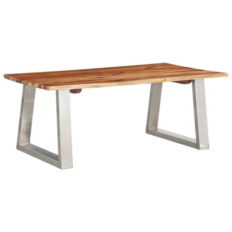 vidaXL Tavolo da Caffè 100x60x40 cm Massello d'Acacia e Acciaio Inox  