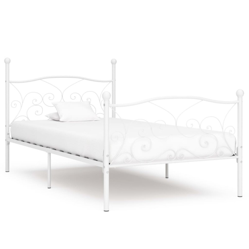 vidaXL Giroletto con Doghe Bianco in Metallo 90x200 cm vidaXL Giroletto con Doghe Bianco in Metallo 90x200 cm