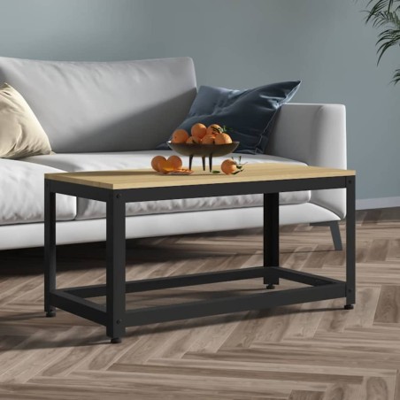 vidaXL Tavolino Salotto Marrone Chiaro e Nero 90x45x45 cm MDF e Ferro