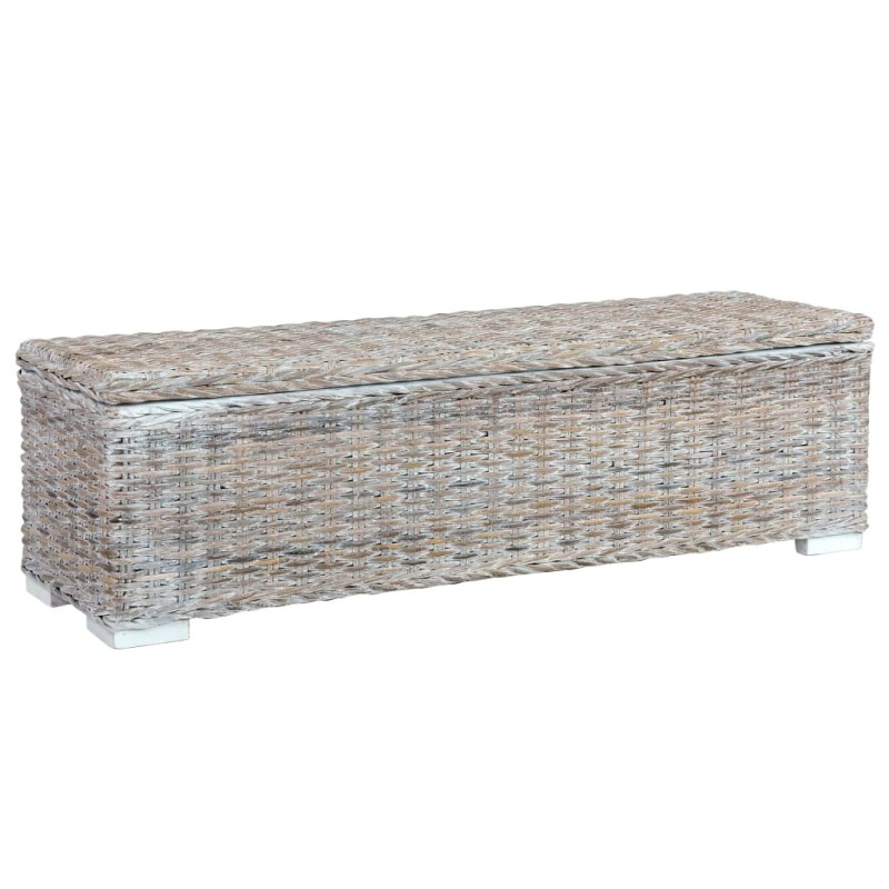 vidaXL Scatola Portaoggetti 120 cm Bianca Rattan Kubu e Massello Mango vidaXL Scatola Portaoggetti 120 cm Bianca Rattan Kubu e Massello Mango