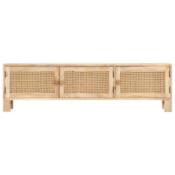 vidaXL Mobile Porta TV 140x30x40 cm in Legno di Mango e Canna Naturale