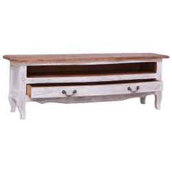 vidaXL Mobile Porta TV 120x30x40 cm Bianco Legno Massello di Recupero