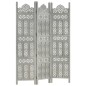 vidaXL Divisorio 3 Pannelli Intagliato Grigio 120x165cm Mango Massello vidaXL Divisorio 3 Pannelli Intagliato Grigio 120x165cm Mango Massello