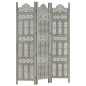 vidaXL Divisorio 3 Pannelli Intagliato Grigio 120x165cm Mango Massello vidaXL Divisorio 3 Pannelli Intagliato Grigio 120x165cm Mango Massello