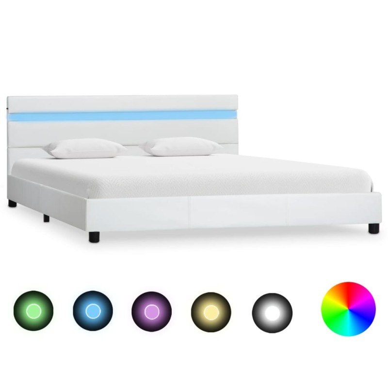 vidaXL Giroletto con LED Bianco in Similpelle 140x200 cm vidaXL Giroletto con LED Bianco in Similpelle 140x200 cm