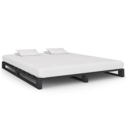 vidaXL Giroletto in Pallet Grigio Legno Massello di Pino 200x200 cm