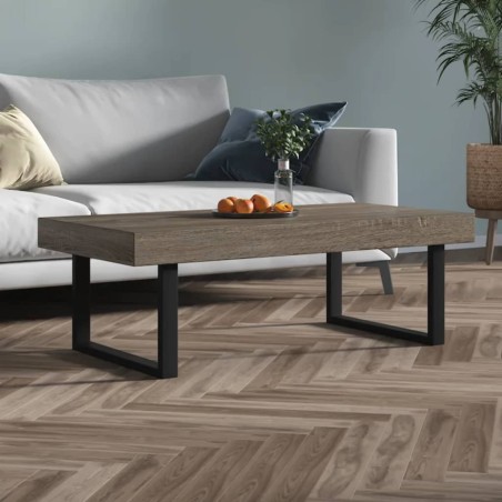 vidaXL Tavolino da Salotto Grigio e Nero 120x60x40 cm in MDF e Ferro