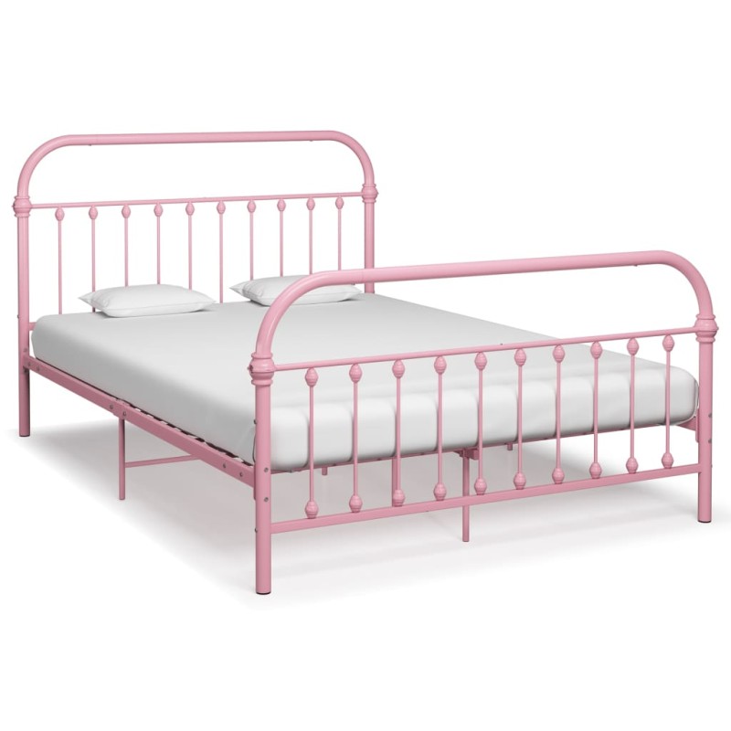 vidaXL Giroletto Rosa in Metallo 140x200 cm vidaXL Giroletto Rosa in Metallo 140x200 cm