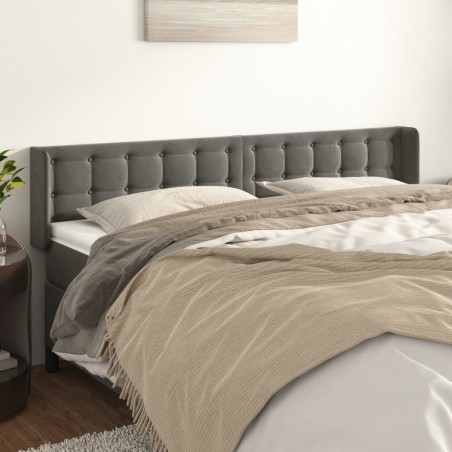 vidaXL Testiera ad Orecchio Grigio Scuro 183x16x78/88 cm in Velluto