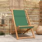 vidaXL Sedia da Spiaggia Pieghevole in Legno Massello di Teak Verde vidaXL Sedia da Spiaggia Pieghevole in Legno Massello di Teak Verde