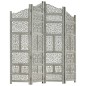vidaXL Divisorio 4 Pannelli Intaglio Grigio 160x165 cm Legno di Mango
