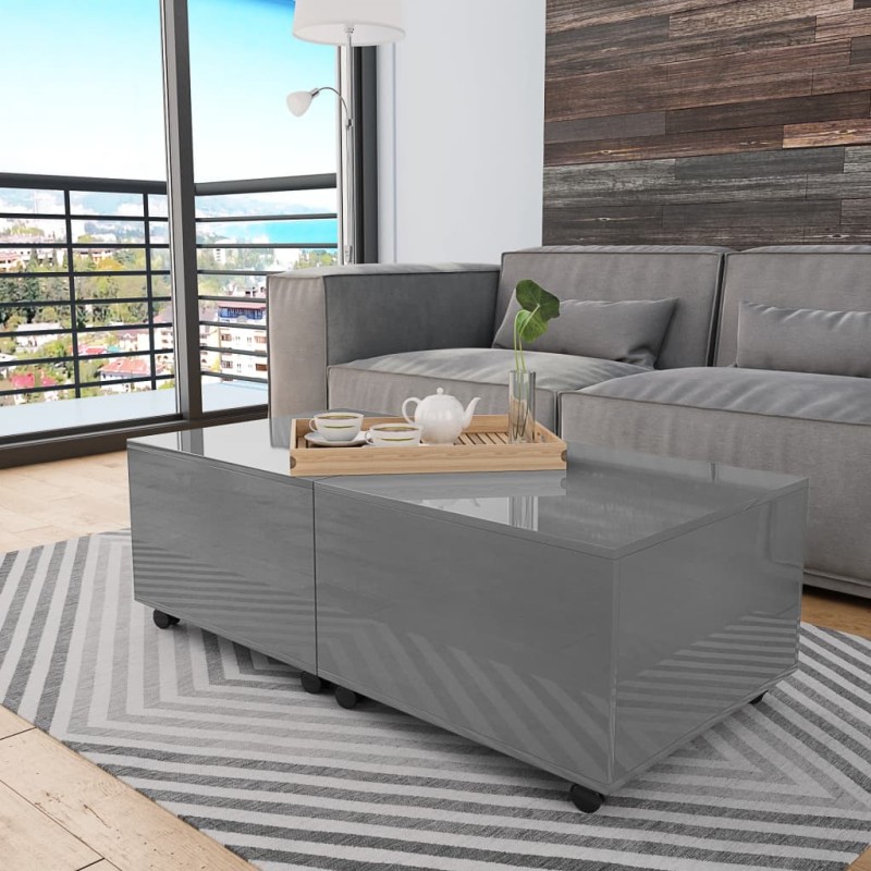 vidaXL Tavolino da Caffè Lucido Grigio 120x60x35 cm vidaXL Tavolino da Caffè Lucido Grigio 120x60x35 cm