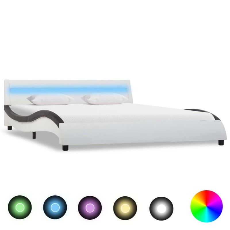 vidaXL Giroletto con LED Bianco e Nero in Similpelle 120x200 cm vidaXL Giroletto con LED Bianco e Nero in Similpelle 120x200 cm