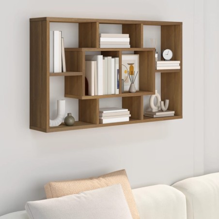 Mensola a Muro Rovere Marrone 90x16x78 cm in Legno Multistrato