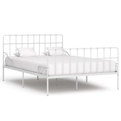 vidaXL Giroletto con Doghe Bianco in Metallo 140x200 cm