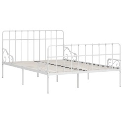 vidaXL Giroletto con Doghe Bianco in Metallo 140x200 cm
