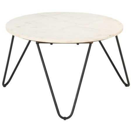 vidaXL Tavolino da Caffè Bianco 65x65x42 cm Pietra Vera Testura Marmo