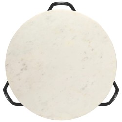 vidaXL Tavolino da Caffè Bianco 65x65x42 cm Pietra Vera Testura Marmo