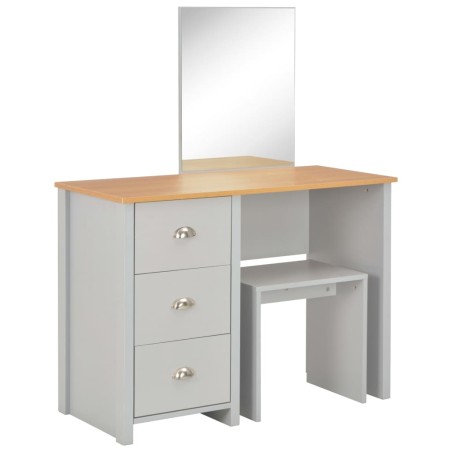 vidaXL Tavolo da Trucco con Specchio e Sgabello Grigio 104x45x131 cm