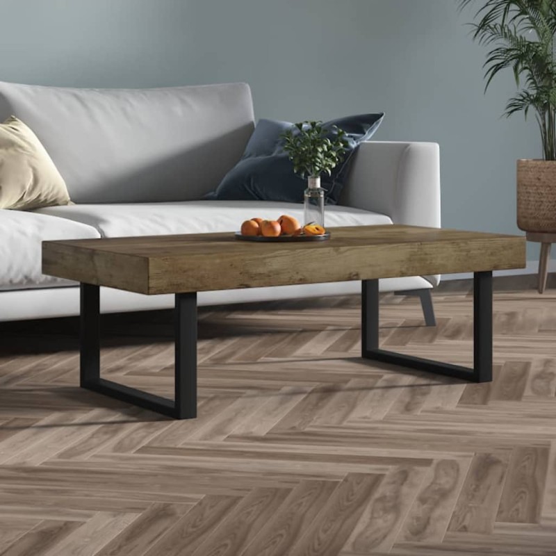 vidaXL Tavolino Salotto Marrone Scuro e Nero 120x60x40 cm MDF e Ferro vidaXL Tavolino Salotto Marrone Scuro e Nero 120x60x40 cm MDF e Ferro