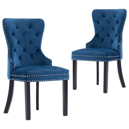 vidaXL Sedie da Pranzo 2 pz Blu in Velluto