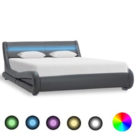 vidaXL Giroletto con LED Grigio in Similpelle 140x200 cm 